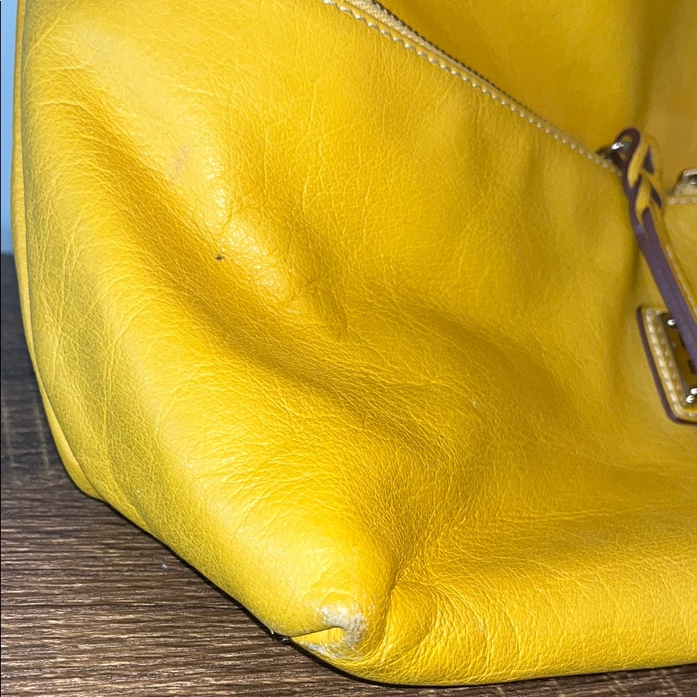 Dooney & Bourke Yellow Leather Tote Bag - Picture 3 of 13